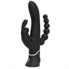 Черный перезаряжаемый вибратор Triple Curve Rechargeable Rabbit Vibrator - 25,4 см.